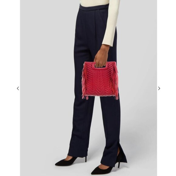 Maje Red Leather Fringe Handle Bag/Shoulder Bag - Picture 15 of 15